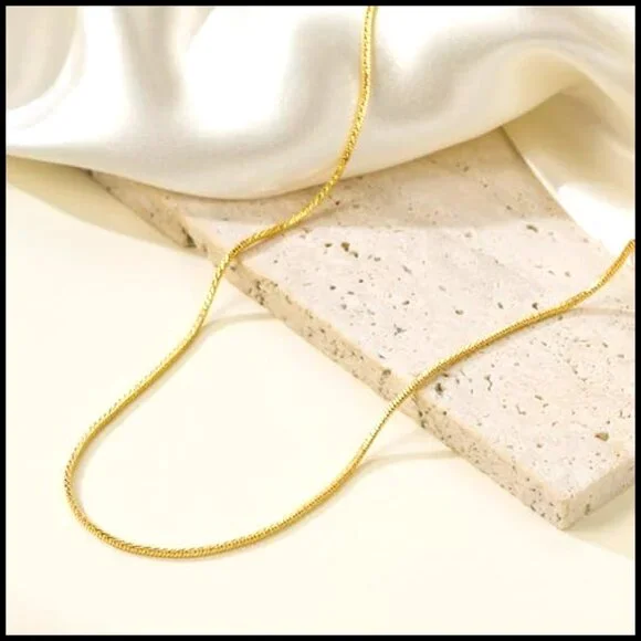 14K Gold Plated Snake Chain Necklace Dainty Minimalist Elegant Jewelry